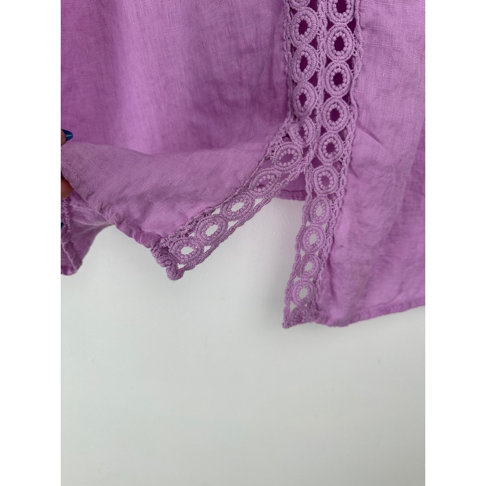 Terzo Millennio Purple Linen Crochet Back Top Made in Italy Resortwear Large - Picture 6 of 7